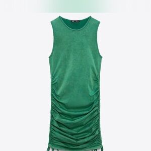 Zara Green Ruched Mini Dress